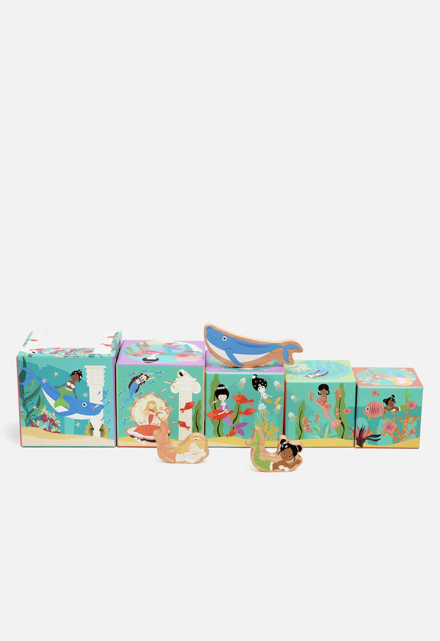 Scratch Europe - Stacking tower ocean 5 blocks & wooden pieces - multi
