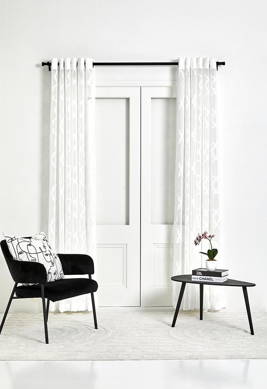 Sixth Floor - Overland Tufted Sheer Eyelet Curtain - White