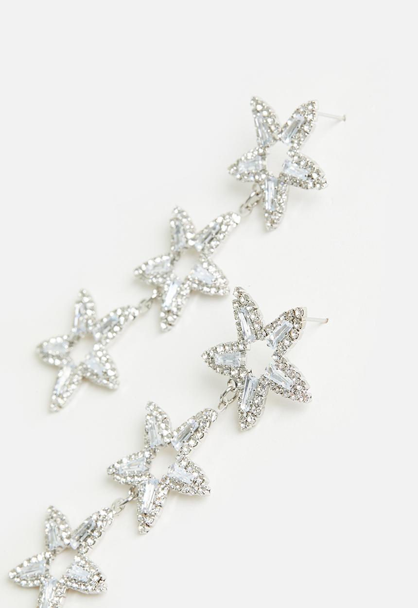 Me&B - Long Star Earrings - Silver