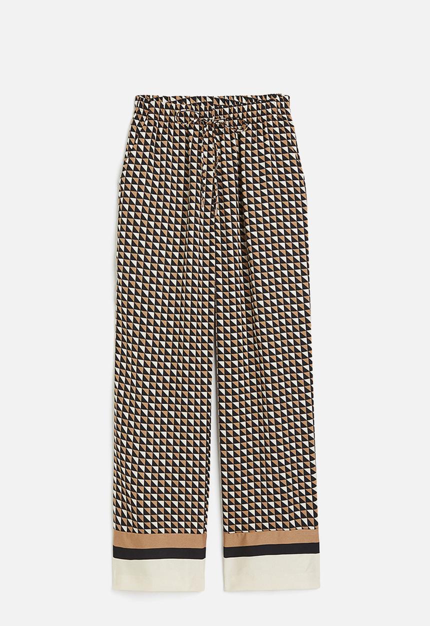H&M - Twill drawstring trousers - dark beige patterned