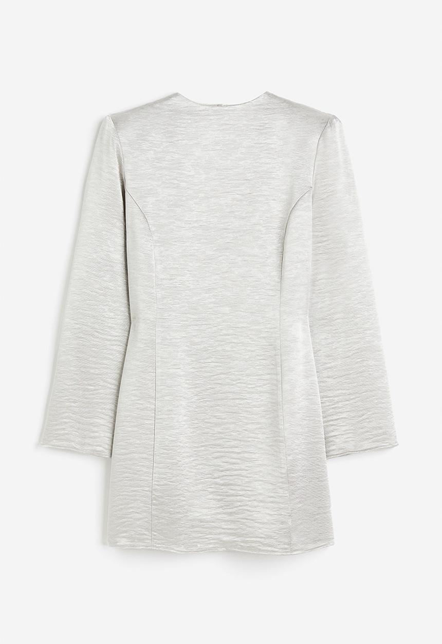 H&M - Open-back satin dress - light grey