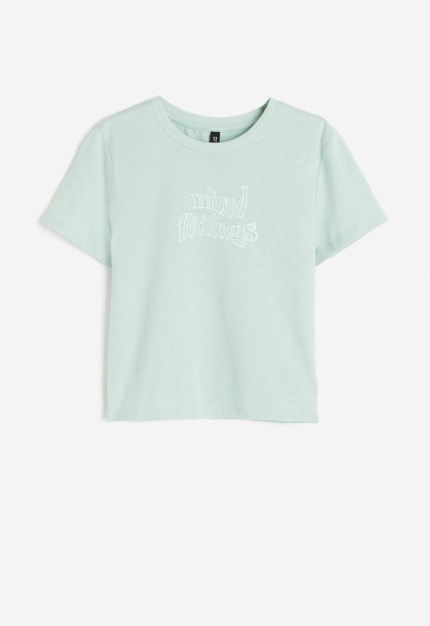 H&M - Printed T-shirt - light green mixed feelings