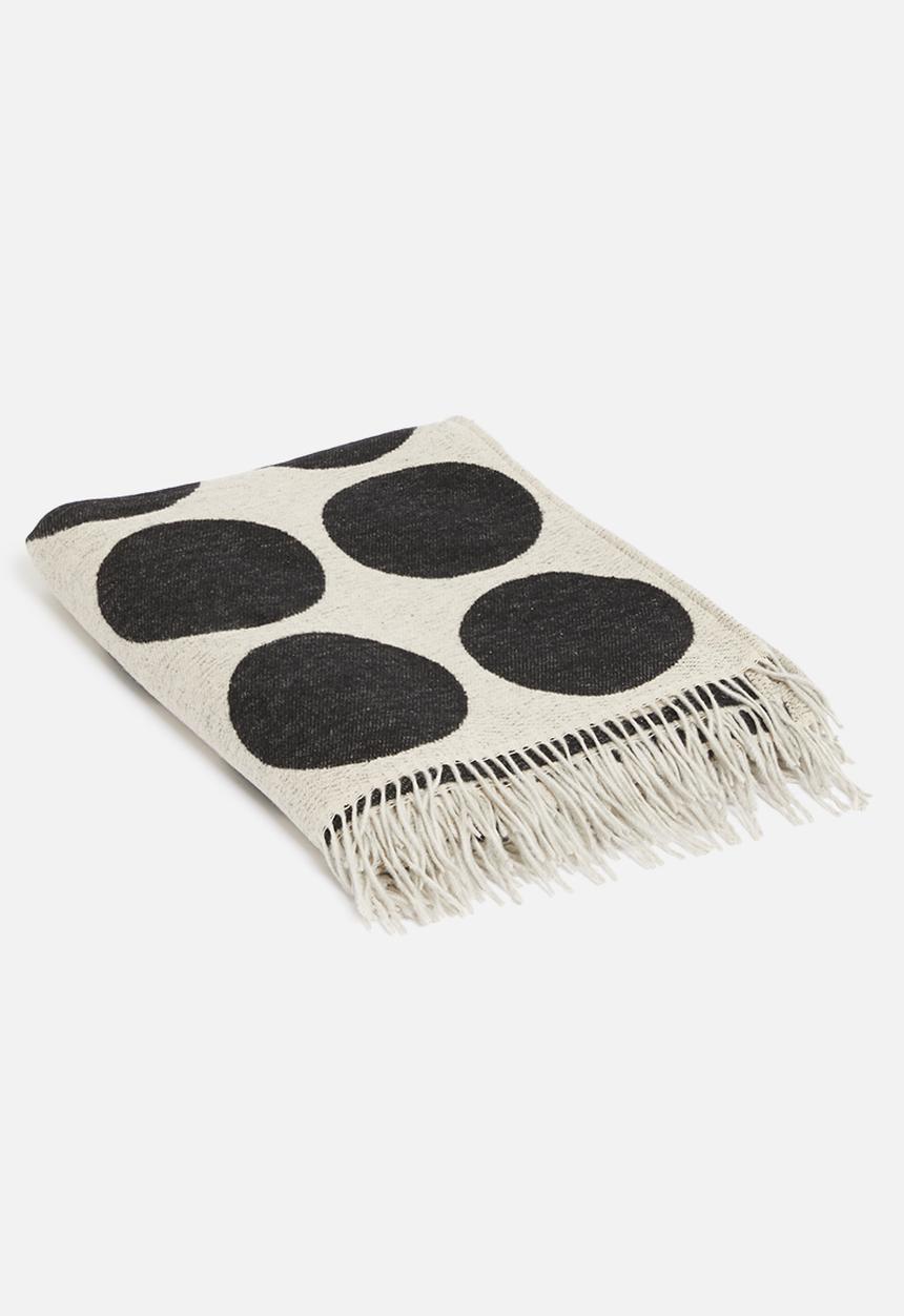 Sixth Floor - Spot Cotton Blend Large Throw - Black & Nat