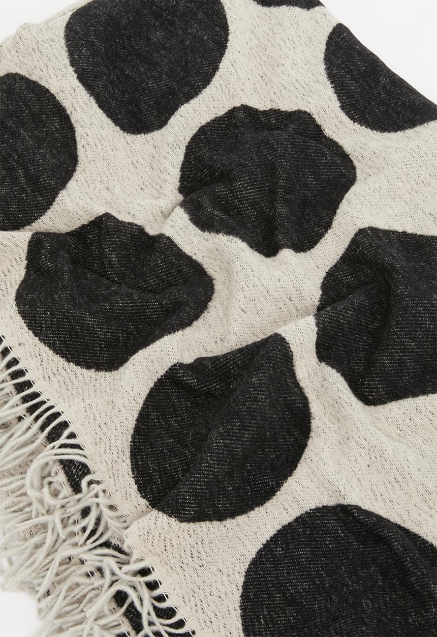 Sixth Floor - Spot Cotton Blend Large Throw - Black & Nat