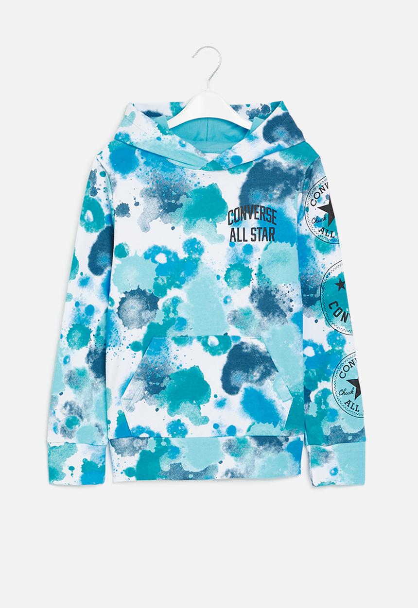 Converse - Cnvb splatter aop ft po hoodie - baltic blue