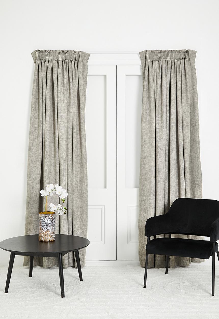 Sixth Floor - Textured Weave Lined Taped Curtain - Grey