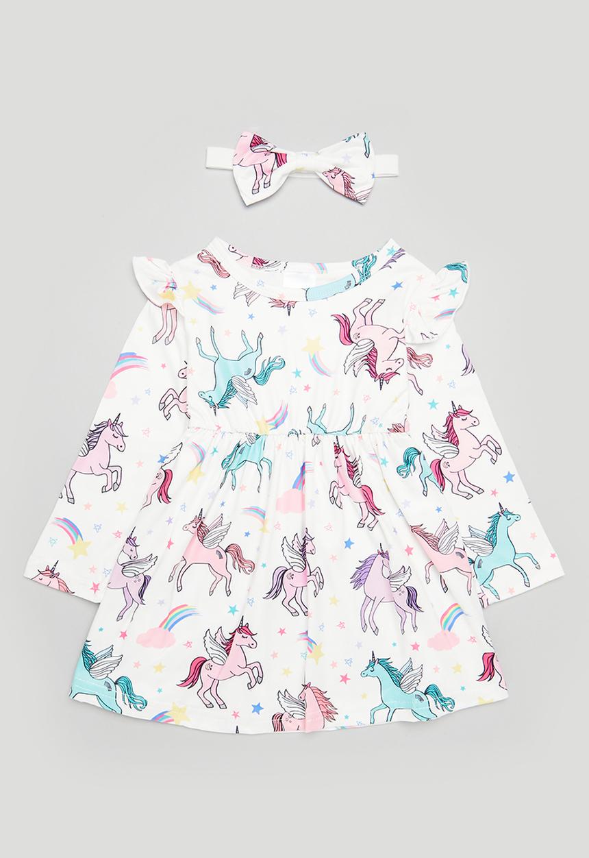 Pop Candy - Printed dress & headband set - white