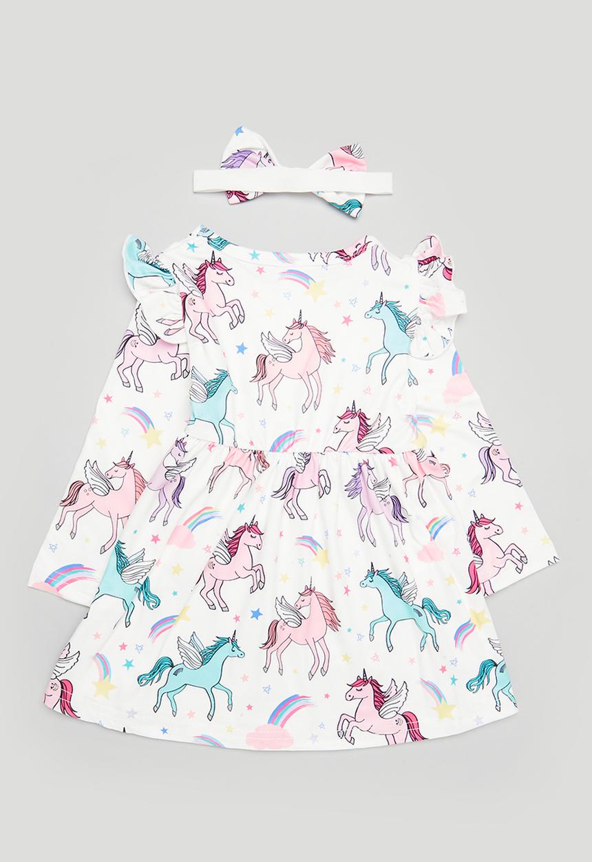 Pop Candy - Printed dress & headband set - white