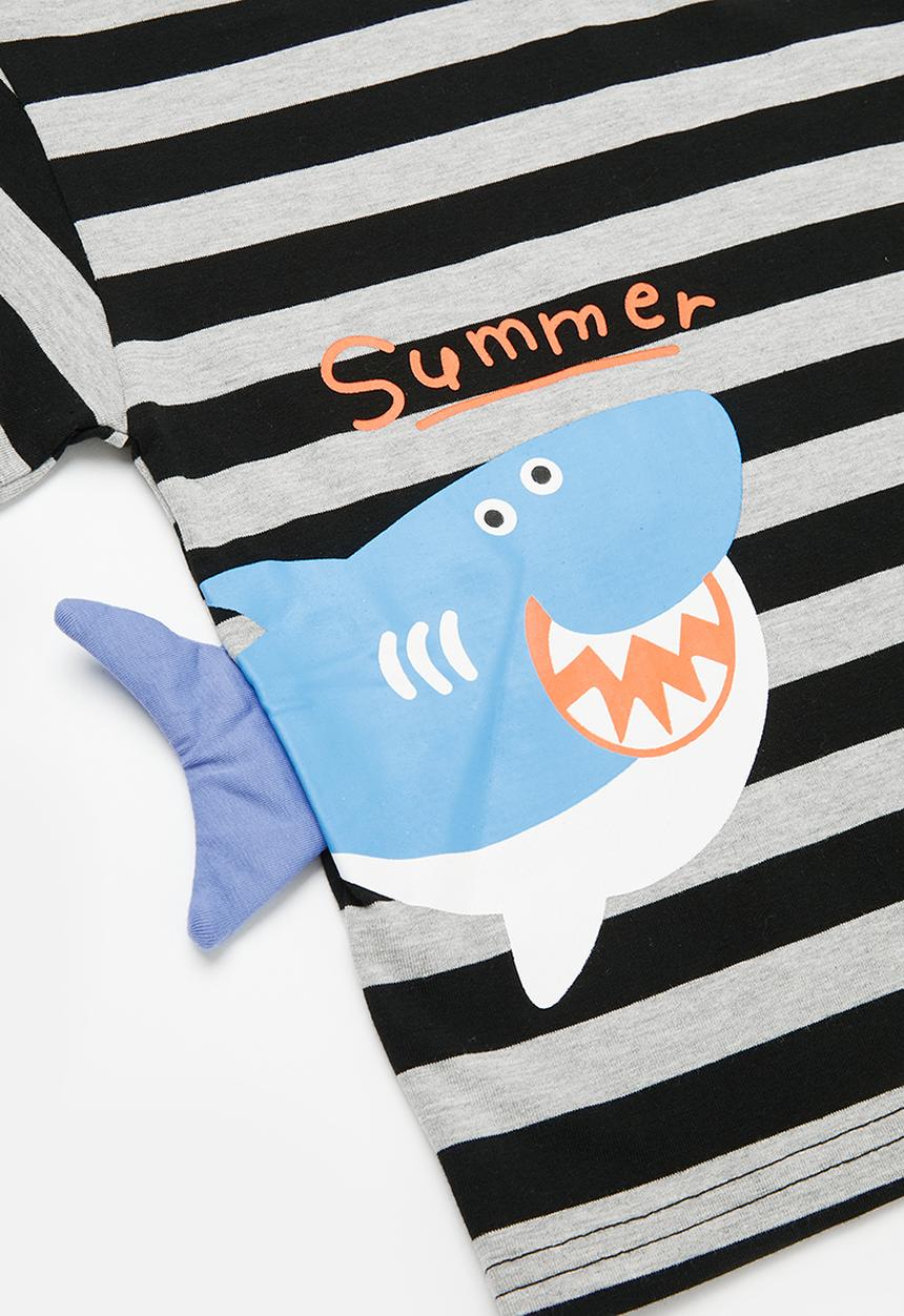 Pop Candy - Striped tee and denim shorts sets - multi