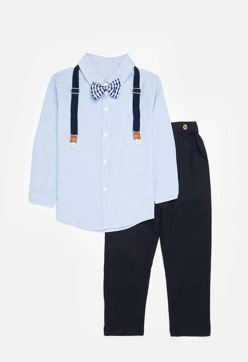 Pop Candy - Shirt, suspender & pants set - light blue & dark blue