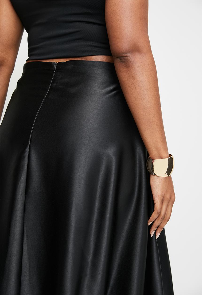 VELVET - Satin bubble skirt - black