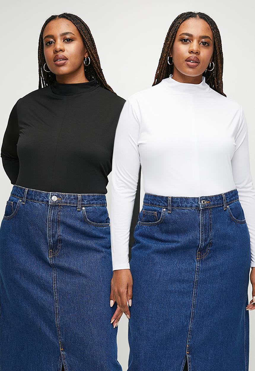 Superbalist - 2 pack high neck bodysuit - black/white