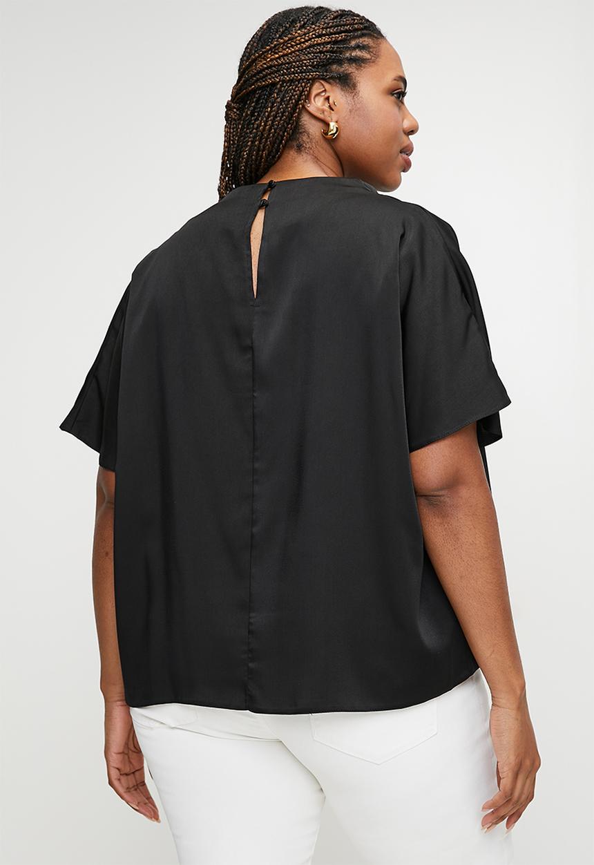 edit - Cowl neck grown on sleeve shell - black