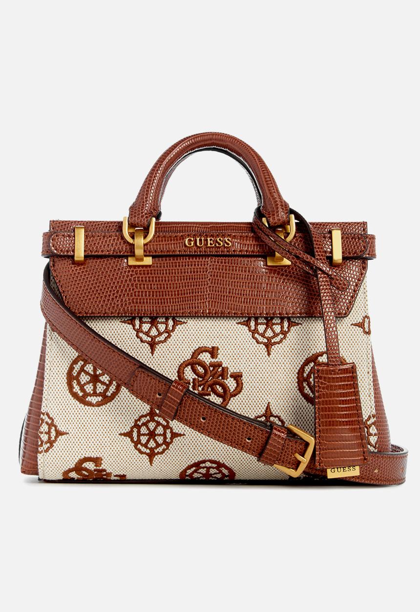 GUESS - Sestri logo mini satchel - natural & cognac logo