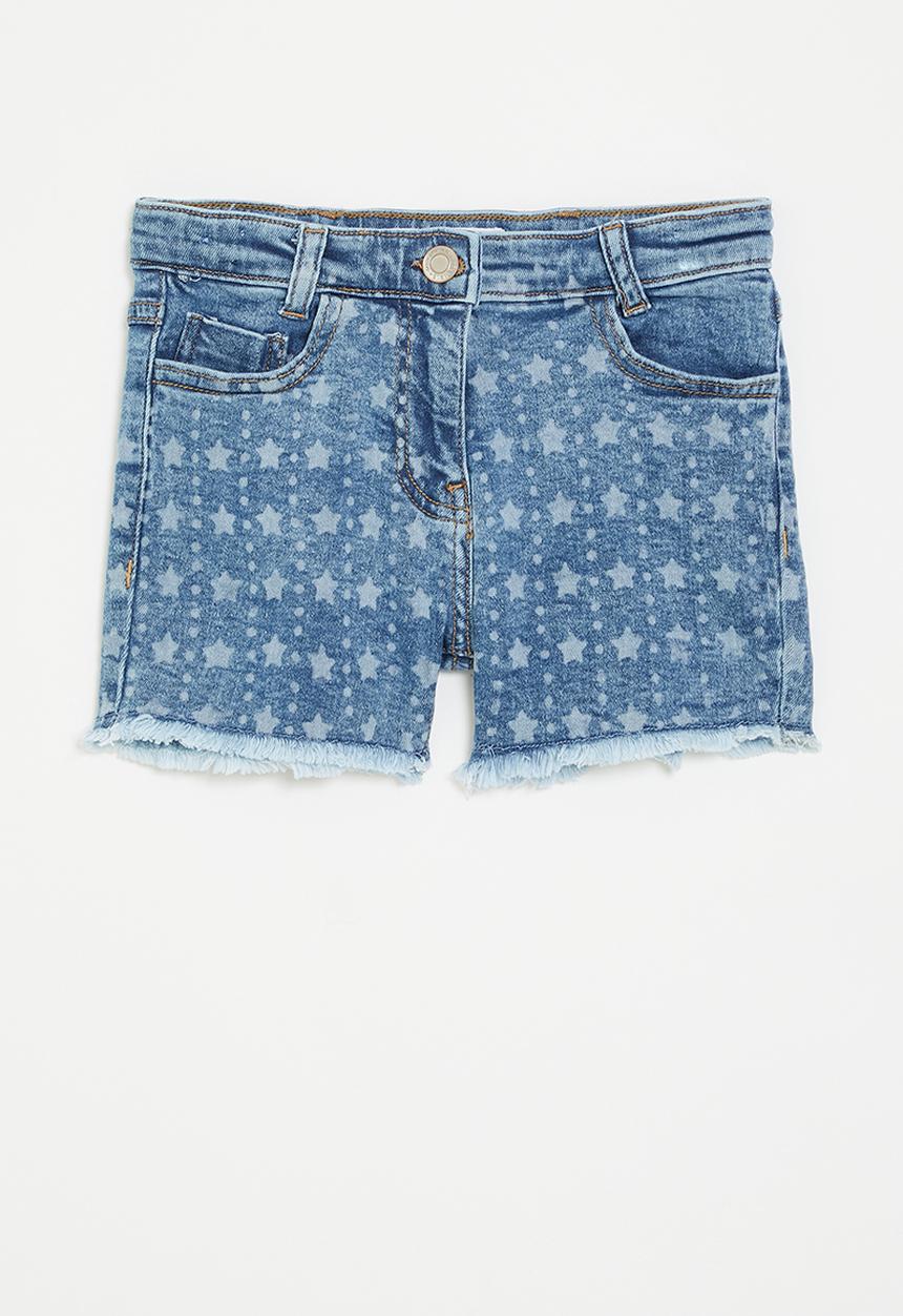 MINOTI - Embroidered denim short - light denim