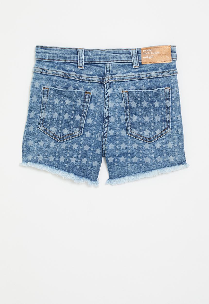 MINOTI - Embroidered denim short - light denim