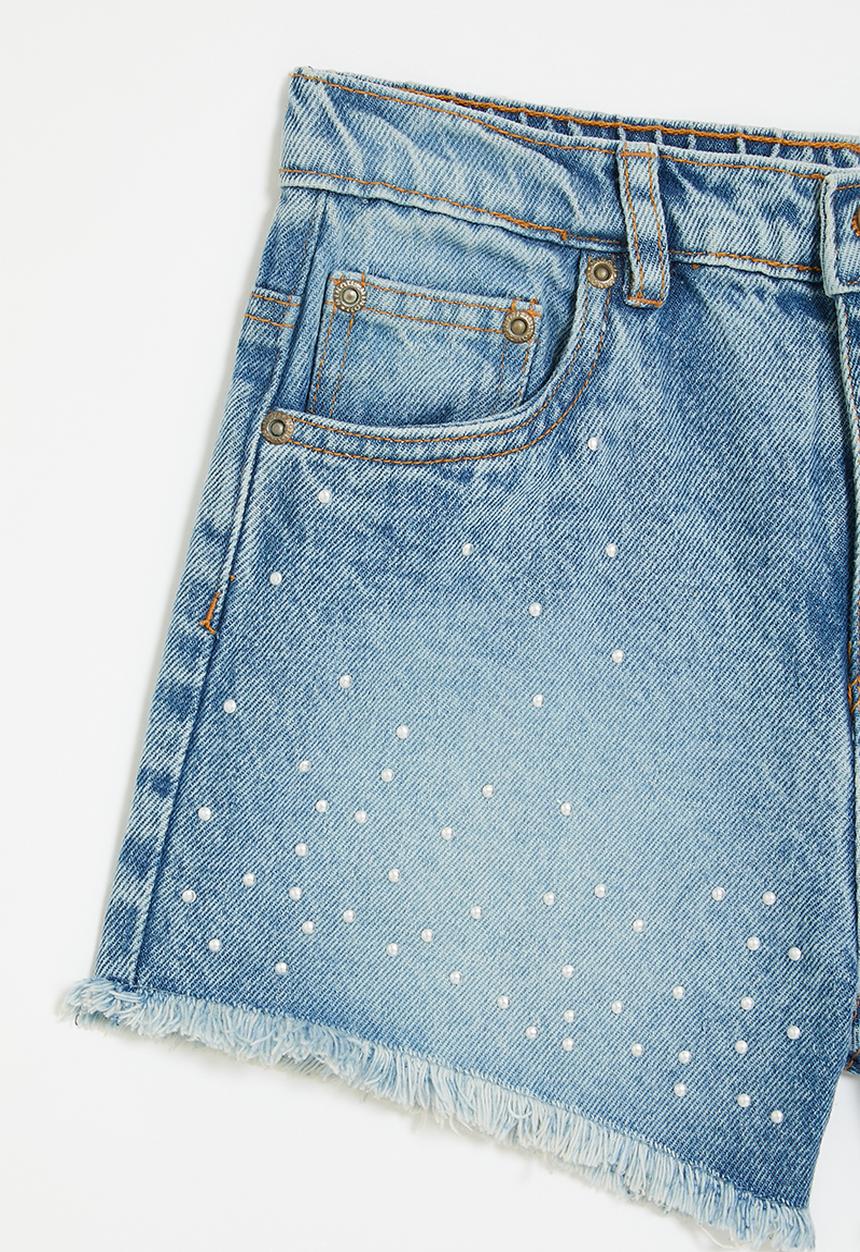 MINOTI - Denim short with studs - denim