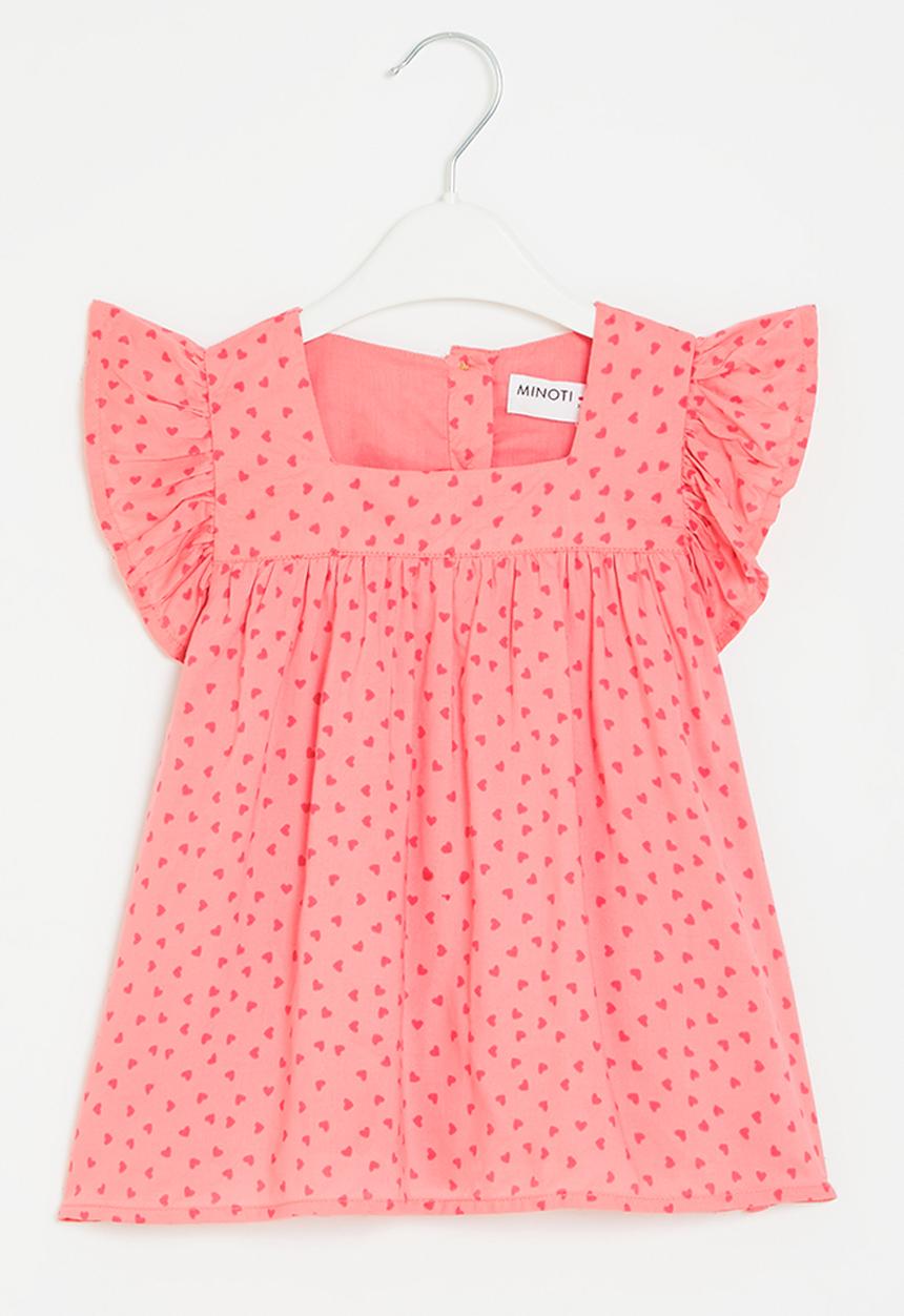MINOTI - Aop blouse with frill sleeves - pink