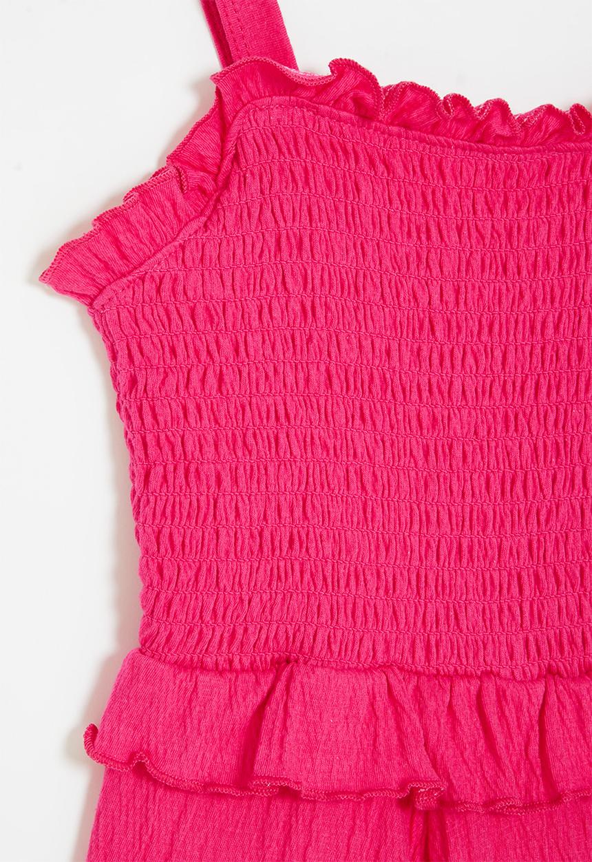 MINOTI - Textured poly viscose playsuit woth smocking - pink