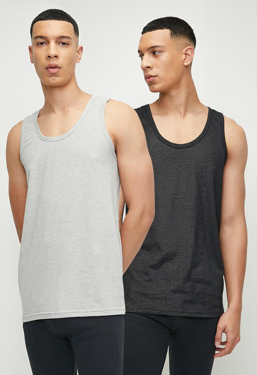 Jockey - 2 Pack eyelet vests - black & grey