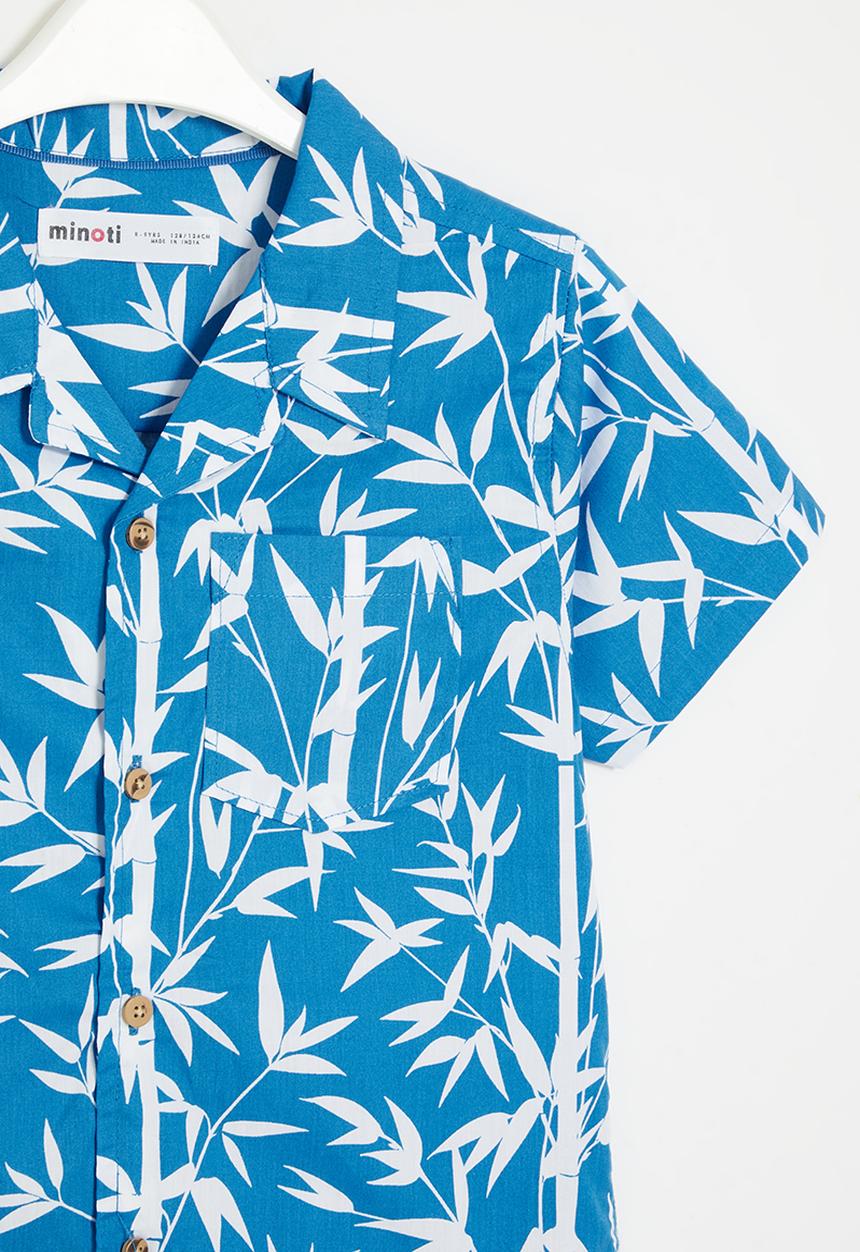 MINOTI - Printed poplin shirt - blue