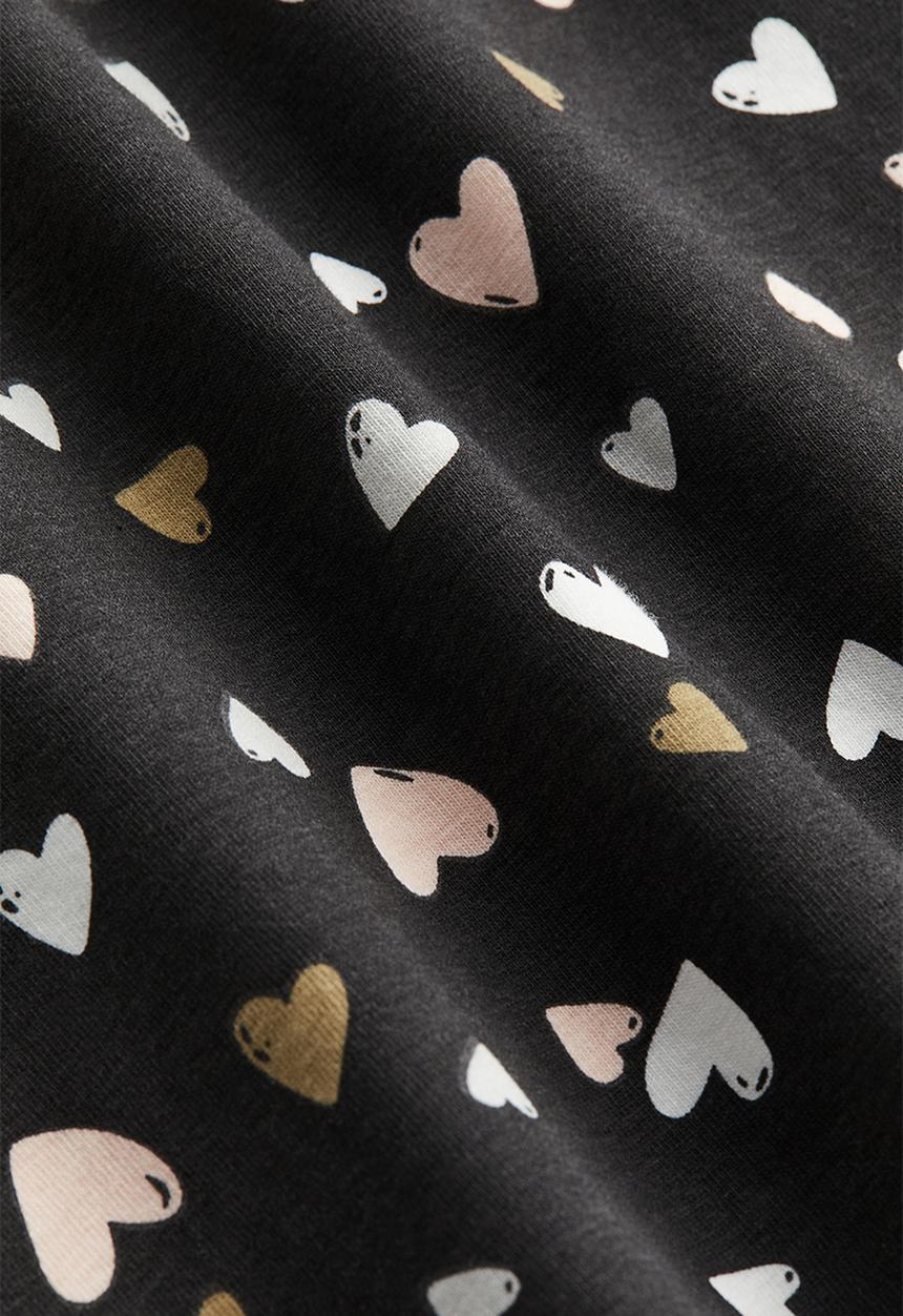 H&M - Printed jersey top - dark grey hearts