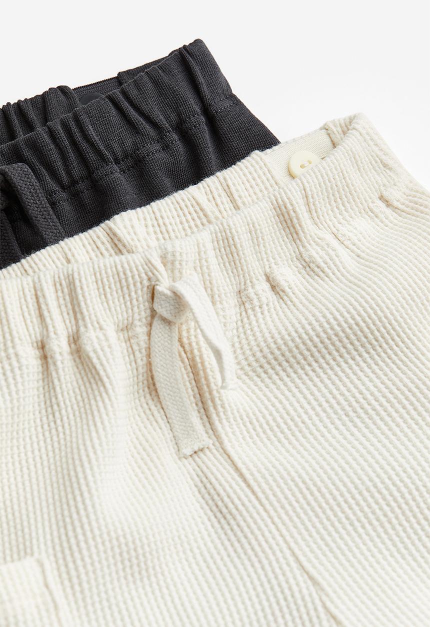 H&M - 2-Pack cotton joggers - Dark grey Natural white