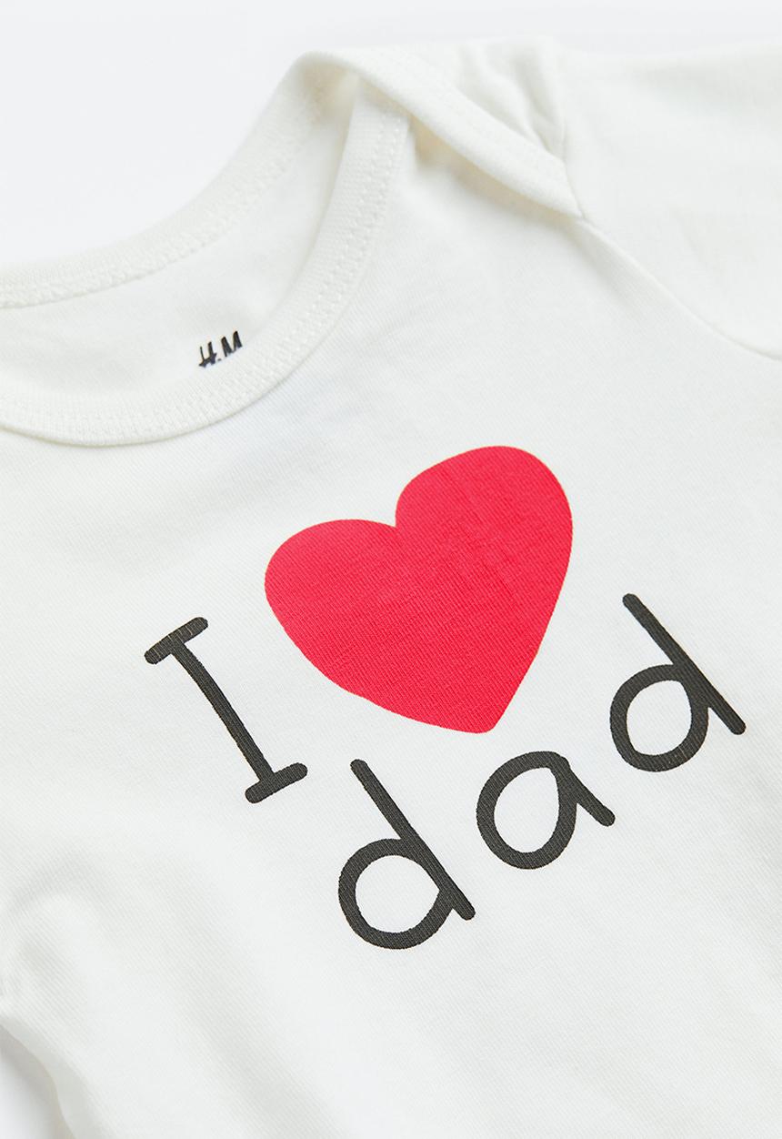 H&M - 2-Piece cotton jersey set - light beige i love dad