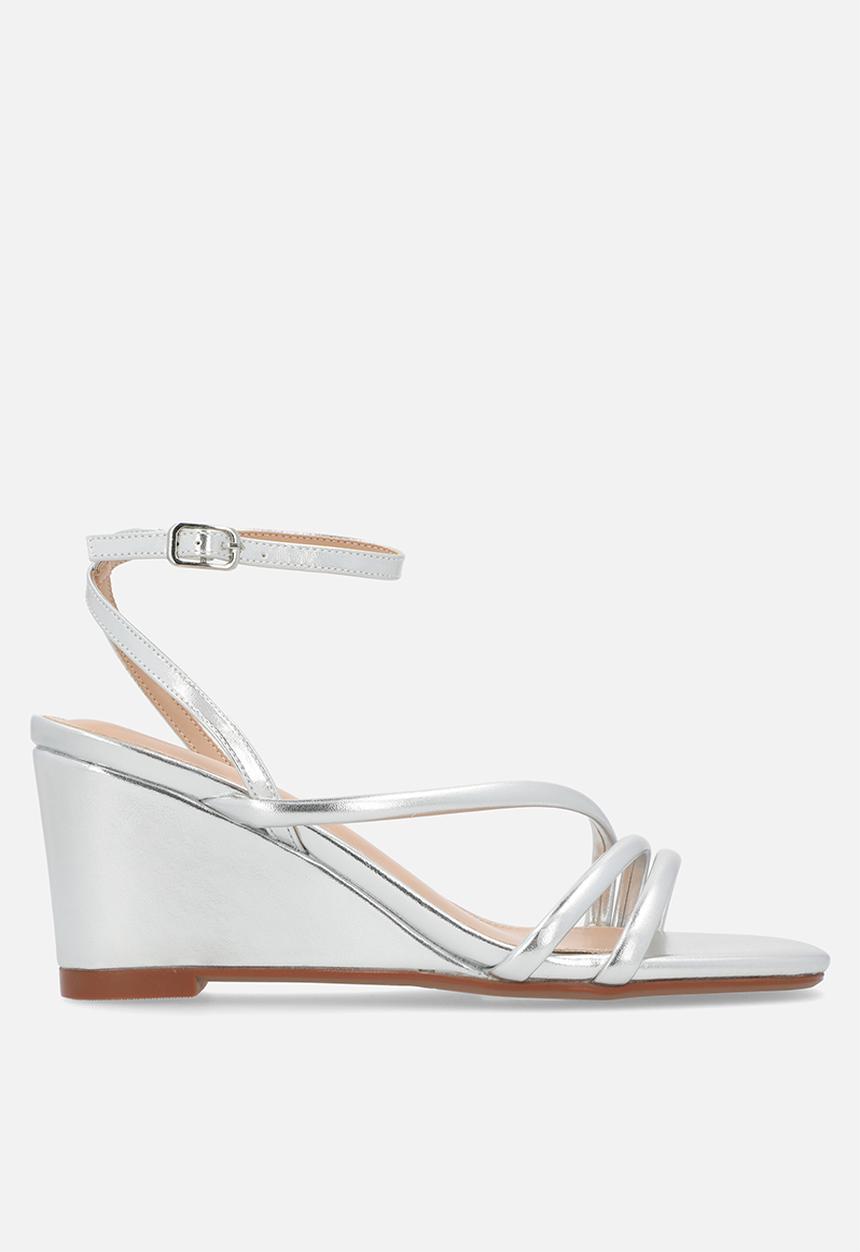Nine West - June ankle strap wedge heel - silver