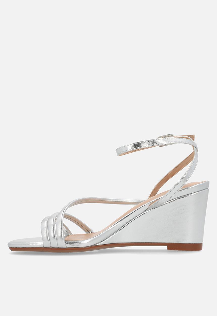 Nine West - June ankle strap wedge heel - silver