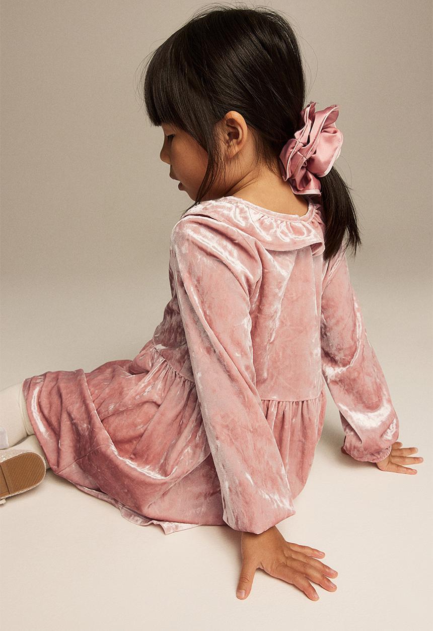 H&M - Collared velour dress - light pink 