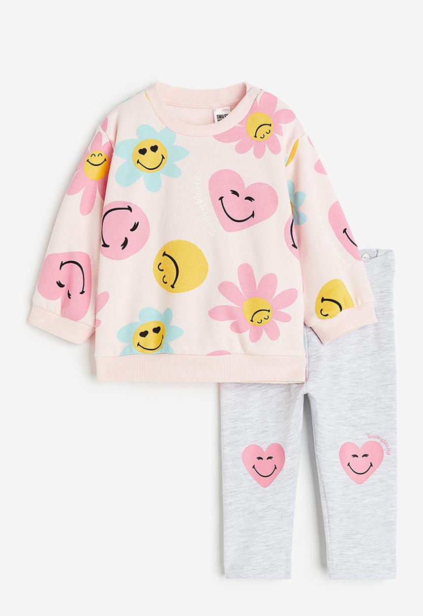 H&M - 2-Piece printed cotton set - Light pink SmileyWorld®