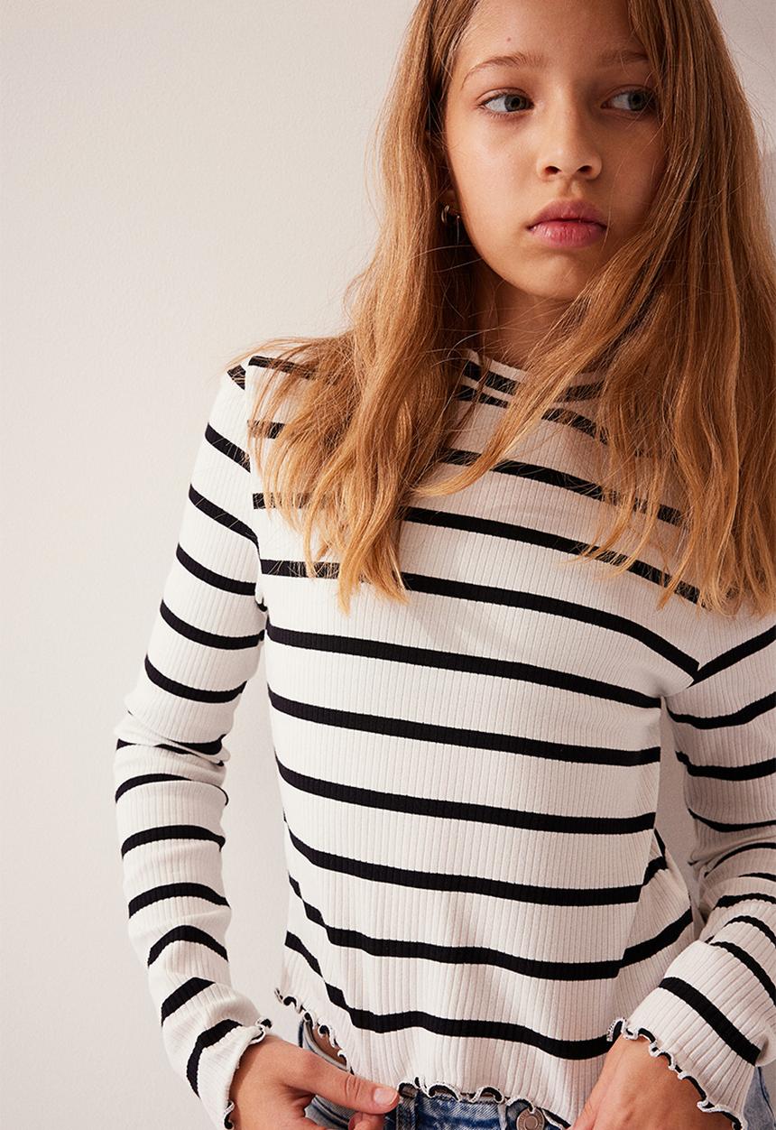 H&M - Long-sleeved jersey top - white & black 