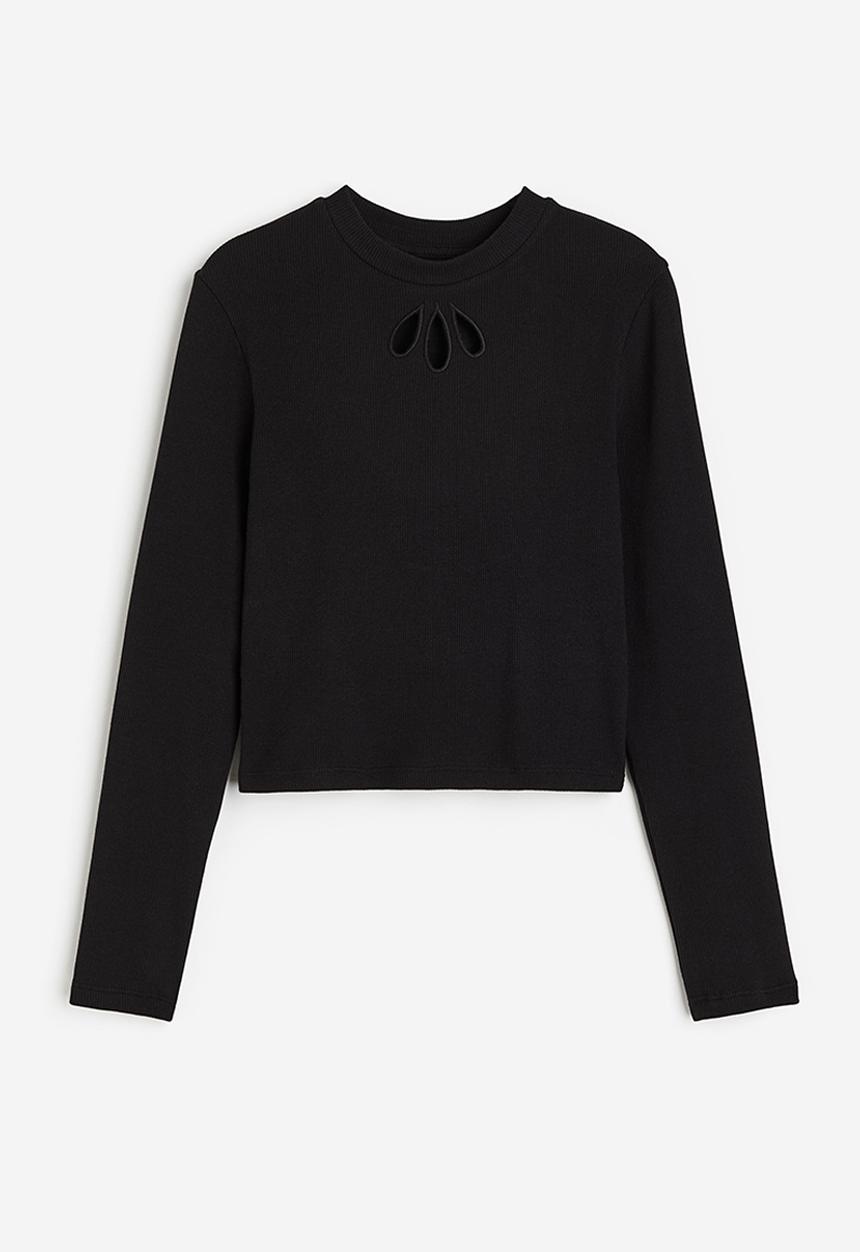 H&M - Long-sleeved jersey top - black