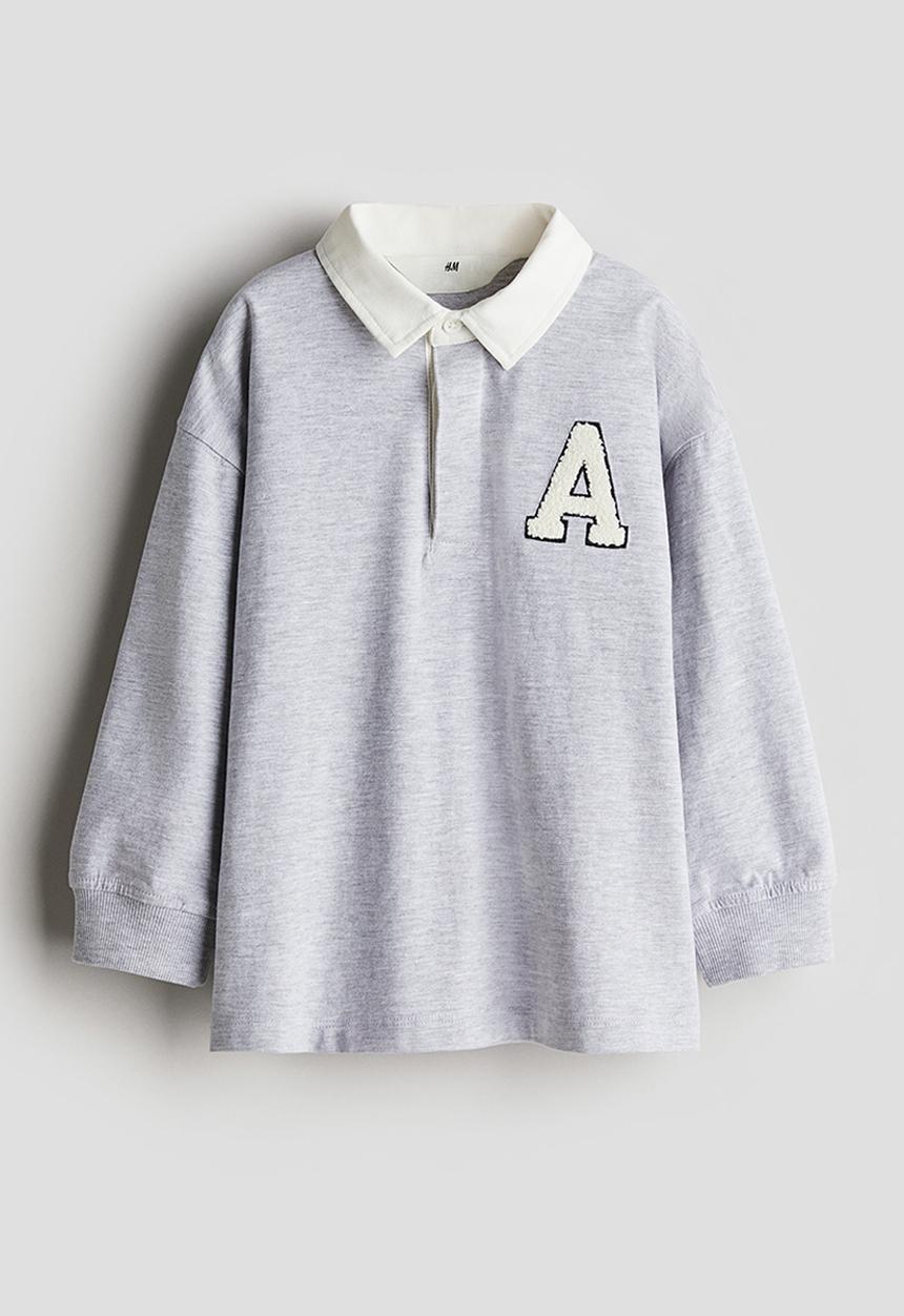 H&M - Cotton jersey rugby shirt - light grey marl