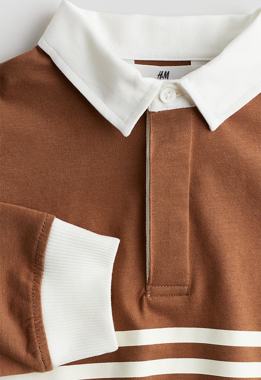 H&M - Cotton jersey rugby shirt - brown striped