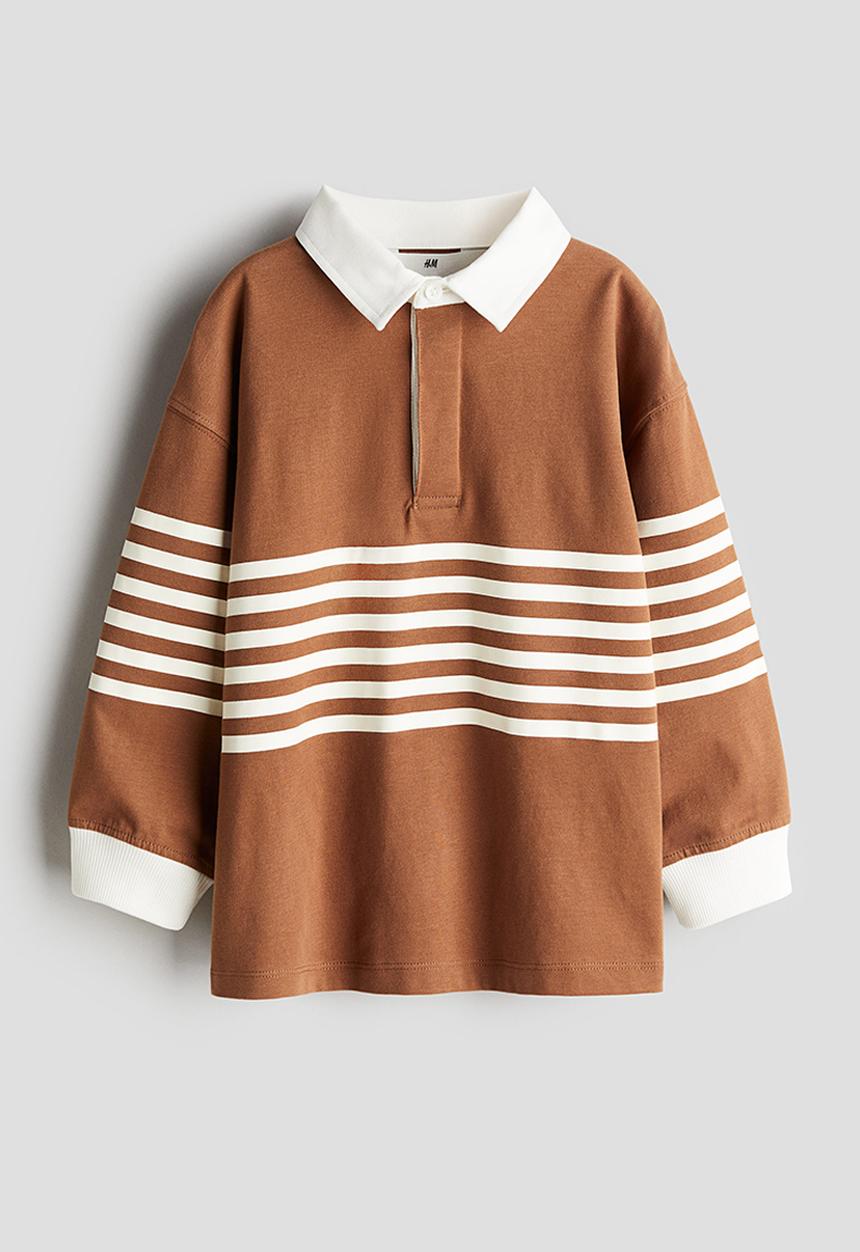 H&M - Cotton jersey rugby shirt - brown striped