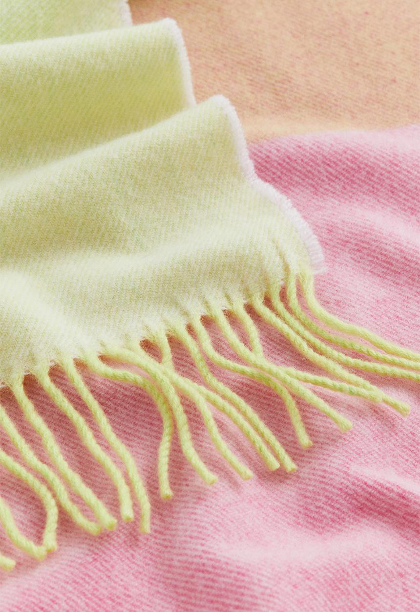 H&M - Wool-blend blanket - Lime green Checked