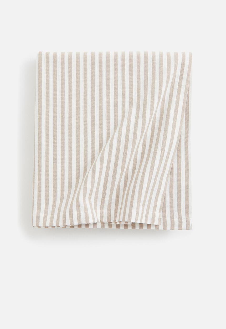H&M - Striped cotton tablecloth - Beige striped