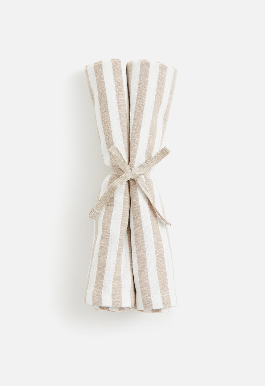 H&M - Striped cotton tablecloth - Beige striped