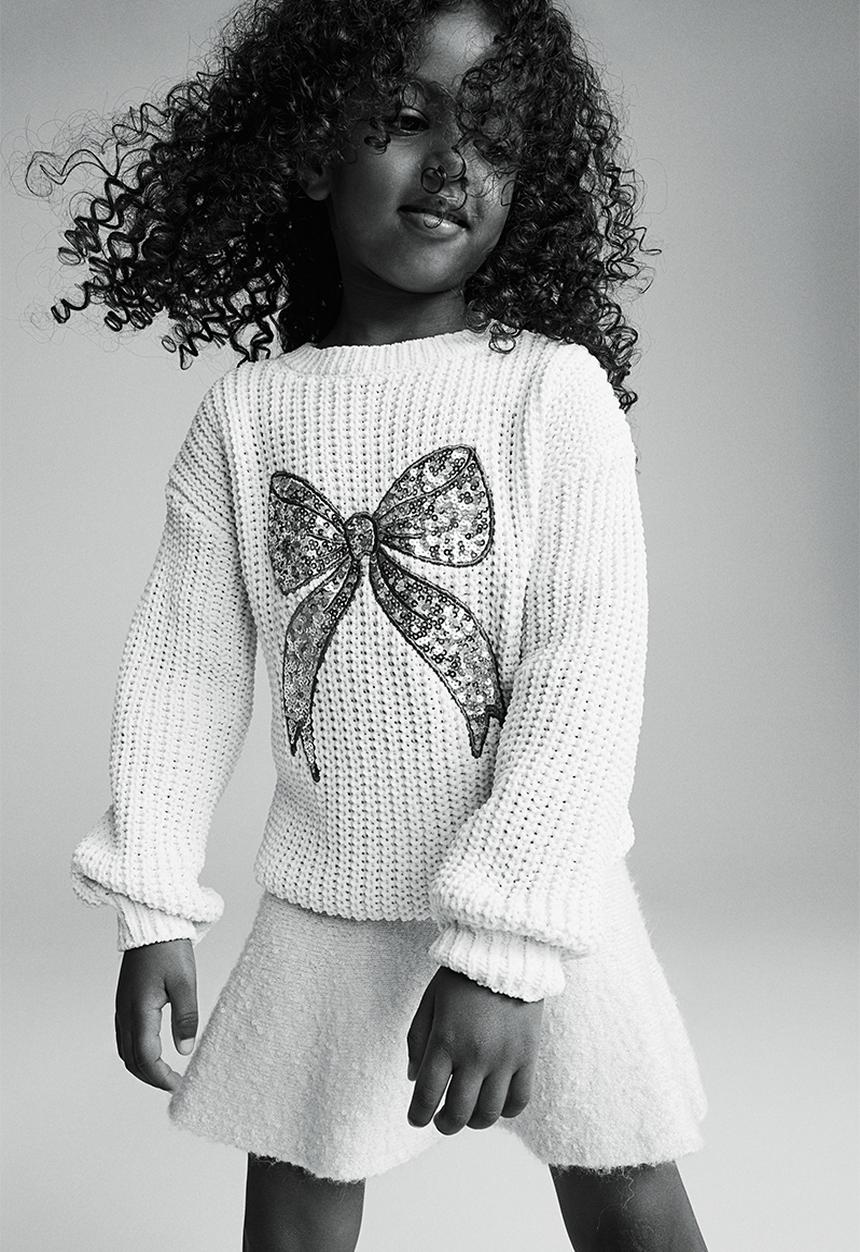 H&M - Knitted chenille jumper - white,multi