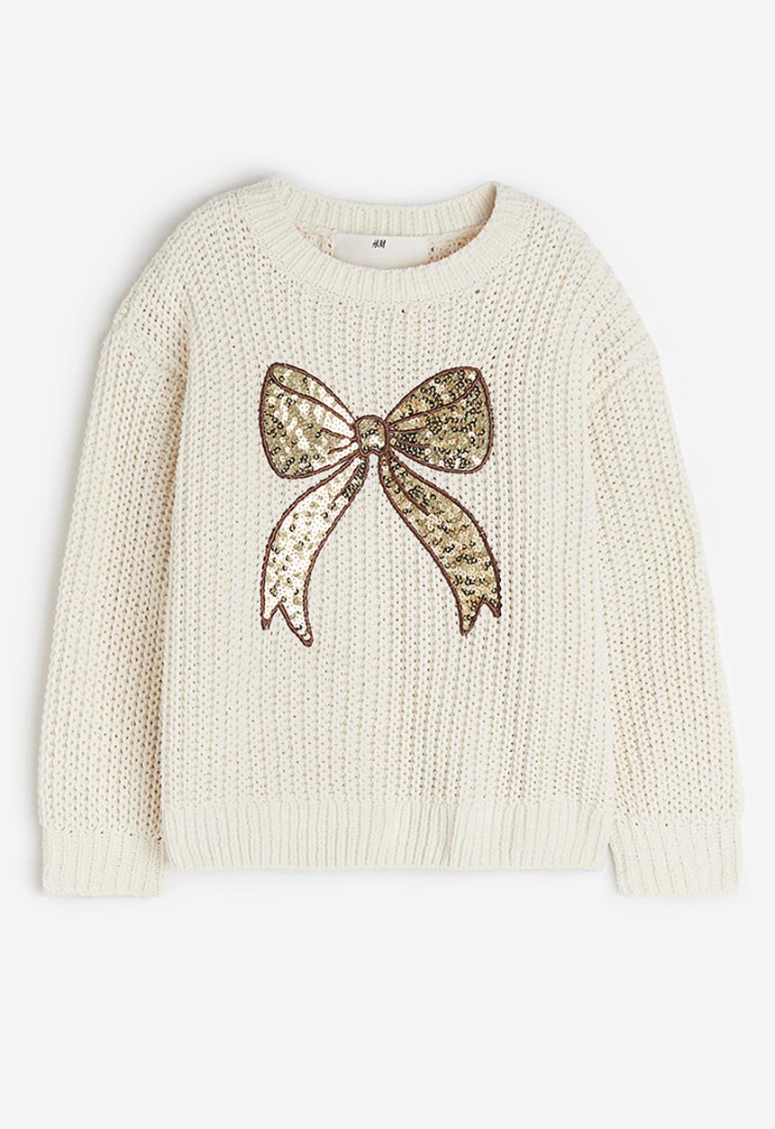 H&M - Knitted chenille jumper - white,multi