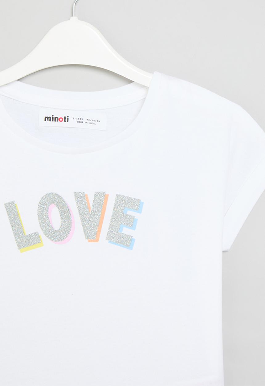 MINOTI - Graphic T-shirt with turn up - white