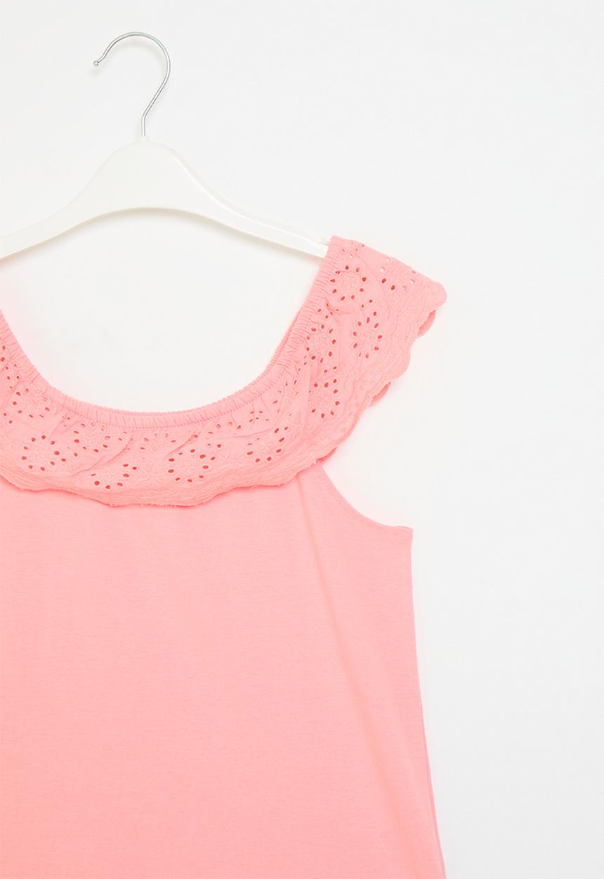 MINOTI - Mixed fabric top - coral