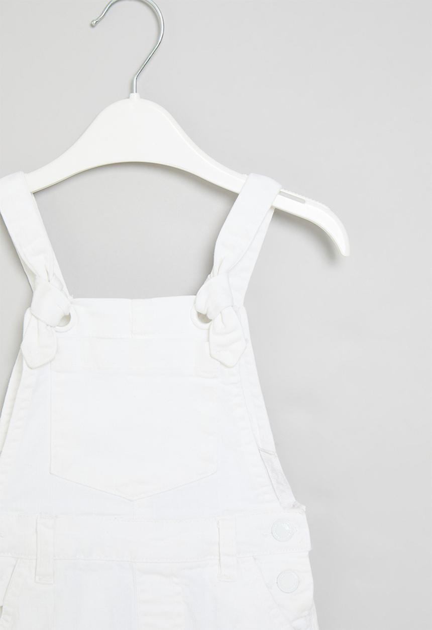 MINOTI - Denim dungaree with tie straps - white