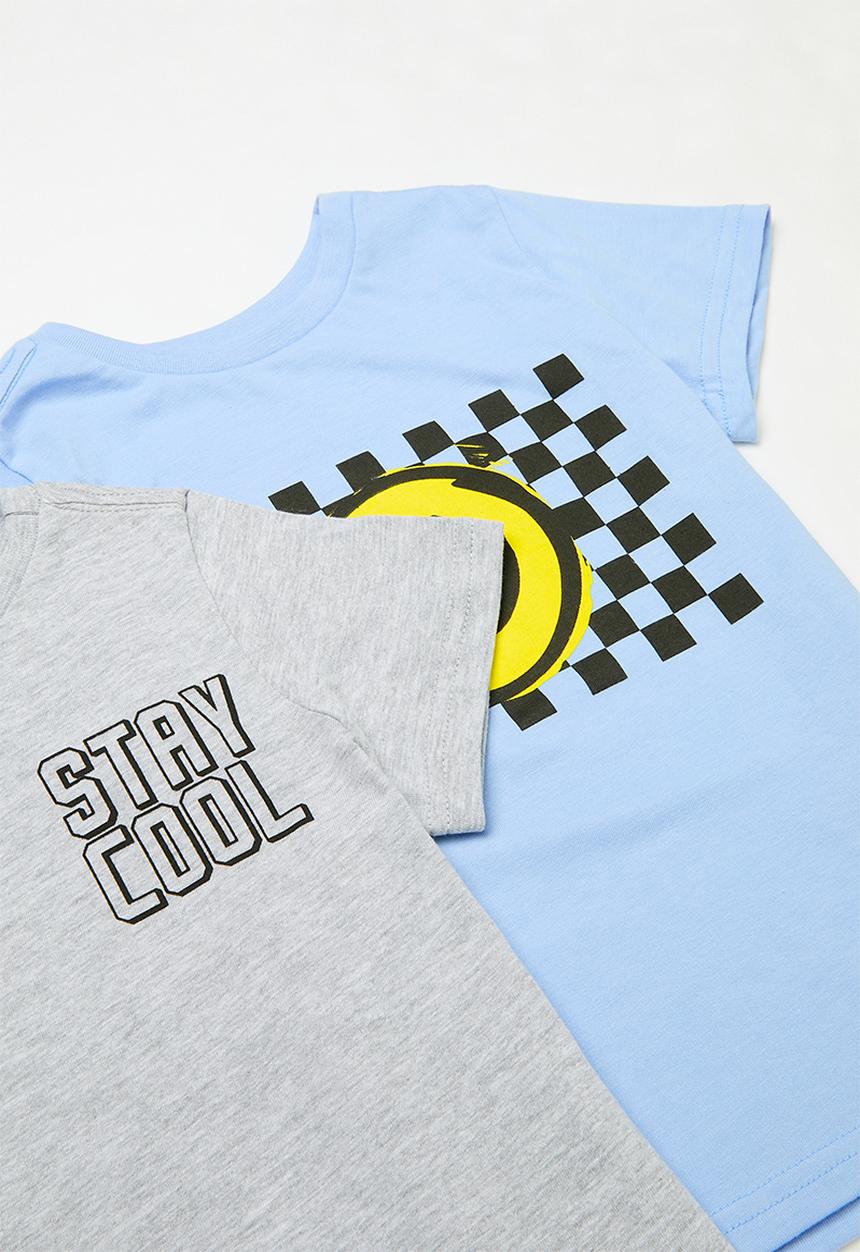 Pop Candy - 2 Pack graphic tee - blue & grey