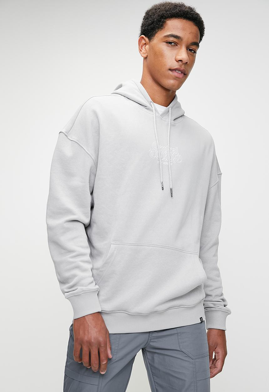 STYLE REPUBLIC - Oversize Fashion Print Pullover Hoodie - Grey