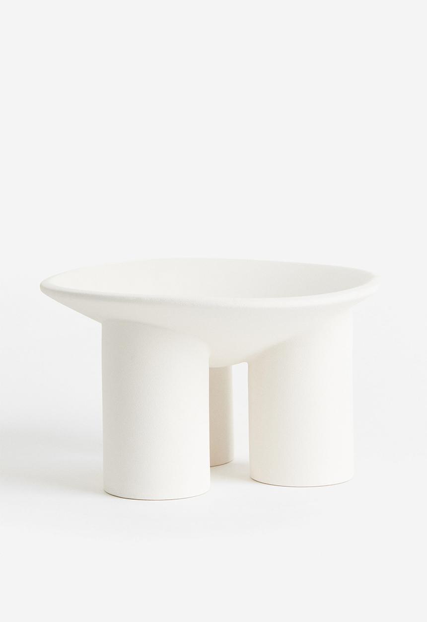 H&M - Footed stoneware bowl - white