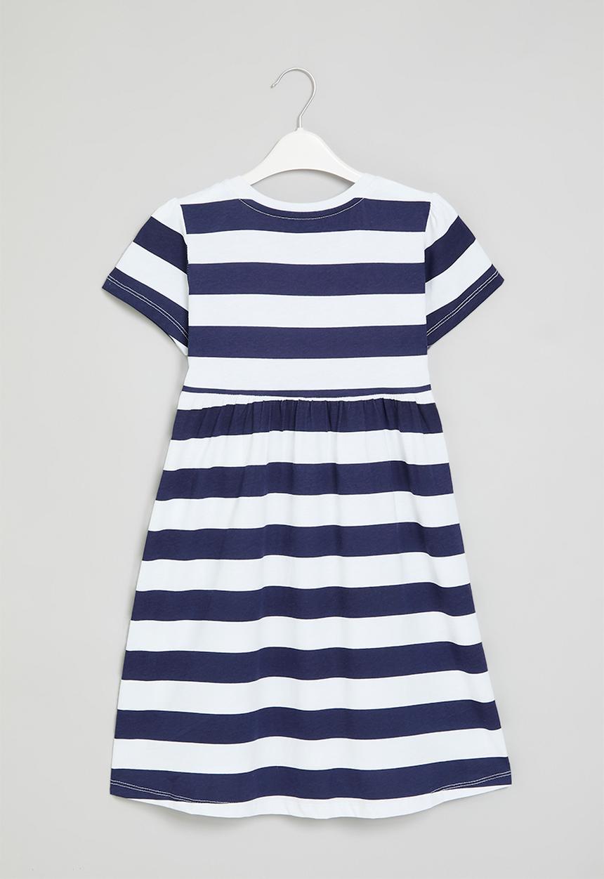 Pop Candy - Floral striped dress - blue & white