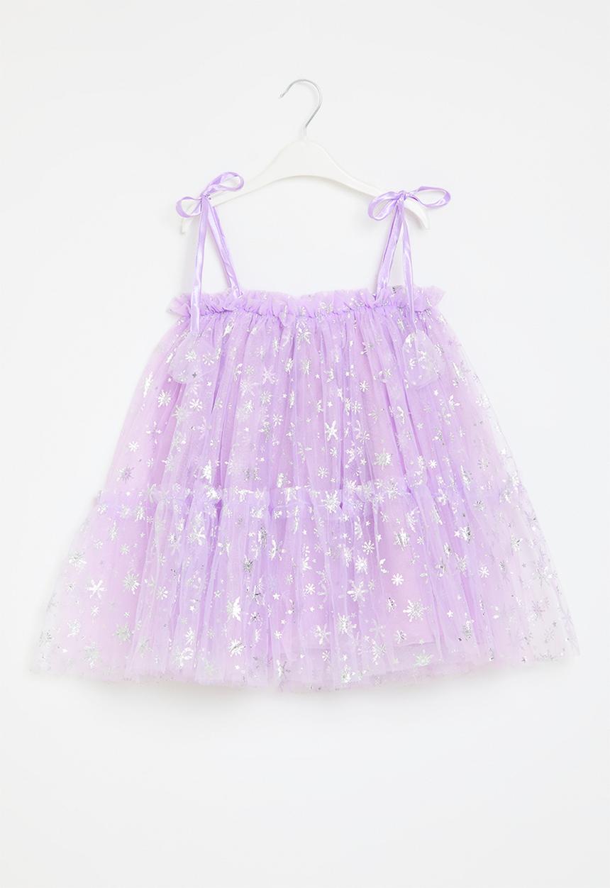 Pop Candy - Tie shoulder mesh dress - purple